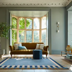 Wollteppich FLAIR RUGS "Kai Wool Border", blau, B:200cm H:10mm L:290cm, Wolle, Teppiche, Kai Wool Border Läufer Teppich