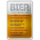 Femer GmbH Metallschild Spruch 12x18 cm Bier statt Beziehung, (1 St), gewölbte Oberfläche, abgerundete Ecken, umgeschlagene Kanten