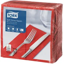 TORK Soft Dinnerservietten Rot, 1/8‐Falz, 3‐lagig, 39 cm × 39 cm, 12 × 100 Servi...