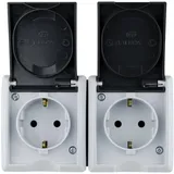 REV Ritter Doppelsteckdose IP44 Aufputz Grau 2 St.