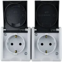 REV Ritter Doppelsteckdose IP44 Aufputz Grau 2 St.