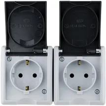 REV Ritter Doppelsteckdose IP44 Aufputz Grau 2 St.