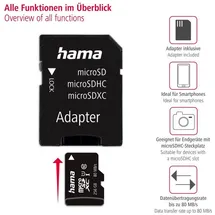 Hama microSDXC 256GB Class 10 80MB/s UHS-I + SD-Adapter