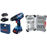 Bosch Professional Brushless 18V System Akku-Bohrschrauber GSR 18V-50 (inkl. 2x2,0 Ah und Koffer) + 35x Extra Hard Schrauberbit‐ und CYL-3 Bohrer-Set, 35‐tlg. (197 x 110,5 mm, Professional Zubehör)