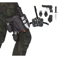 Fiestas Guirca Kostüm, Polizei Abenteuer Set Detective Karneval Kostüm Accessoires Grüne Ta schwarz|silberfarben
