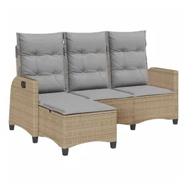 vidaXL Gartensofa mit Liegefunktion Kissen L-Form Beige Poly Rattan