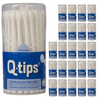 Q-tips Pflegestäbchen mit Papierschaft, Reisegröße (24 x 50 Stück), Wattestäbchen ohne Plastik