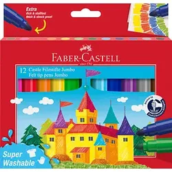 FABER-CASTELL Jumbo Super Washable Filzstifte farbsortiert, 12 St.
