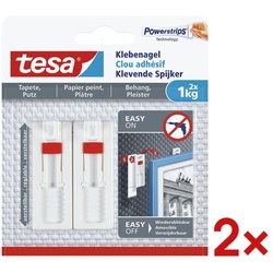tesa 2x Klebenagel für Tapete und Putz 77774 weiß