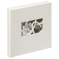 walther design Fotoalbum weiss 28 x 30,5 cm Einband aus Leinen mit Cover-Ausstanzung, Hochzeitsalbum Sweet Heart UH-123