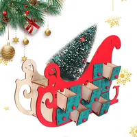 Holz Adventskalender 2025 – 24 Schubladen mit LED-Licht & Weihnachtsmelodie, Burg-Design Weihnachtskalender für Familie/Kinder (C)