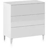 Habitdesign Kommode mit drei Schubladen, glänzend weiß, Maße 80 x 80 x 40 cm