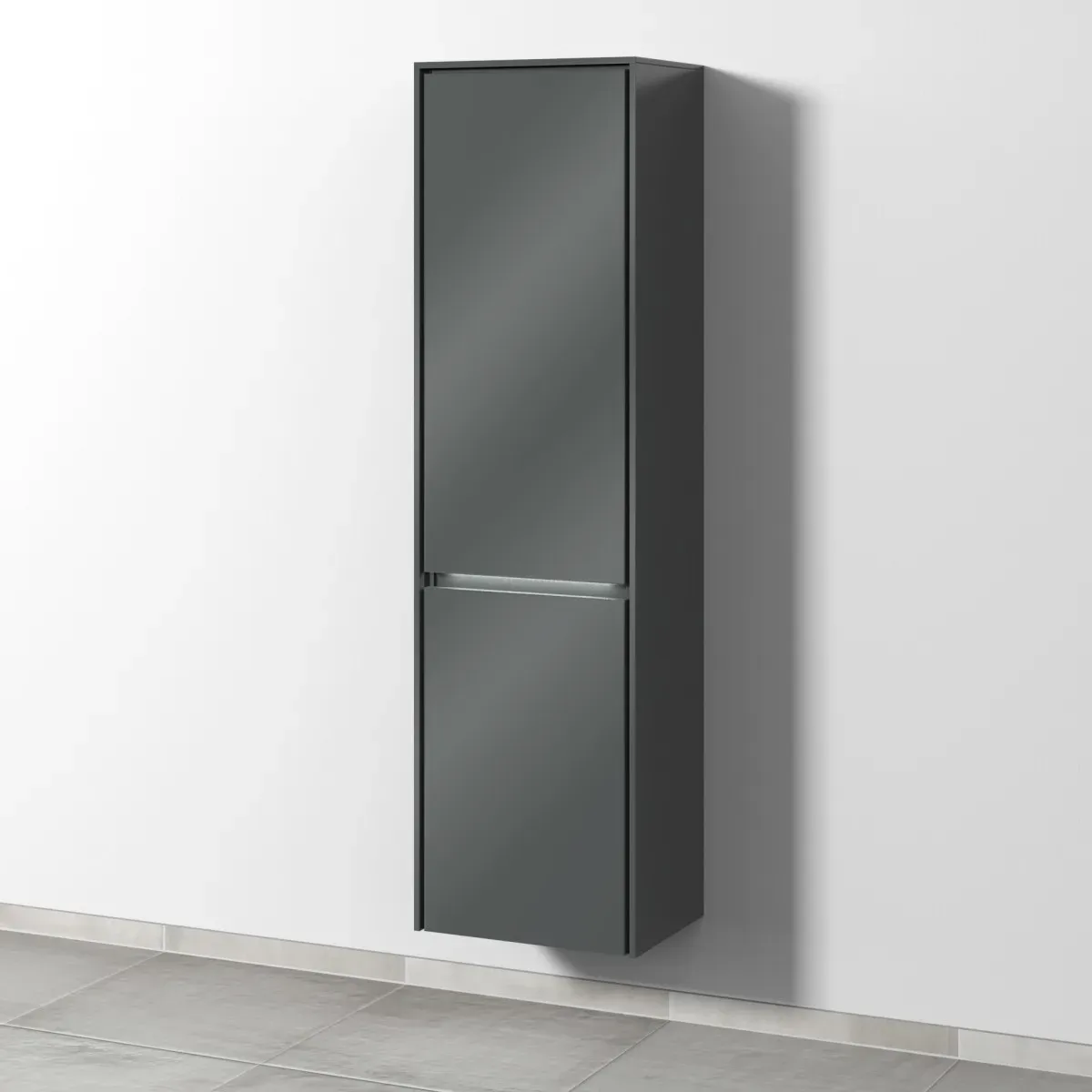 Sanipa Twiga Hochschrank mit LED-Beleuchtung, 1 Tür und 1 Wäschekorbklappe, Weiß-Glanz, SY11378 SY11378