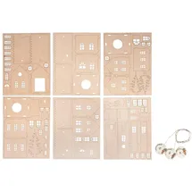 Rayher Mini-Lichterkette Holz 7-19 cm Natur