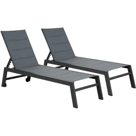 Happy Garden Sonnenliege 200 x 61 x 95 cm Grau