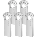 USB Stick 32GB 5 Stück Mini Speicherstick 32 GB USB 2.0 Flash Drive Wasserfest Pen Drive 32GB mit Schlüsselanhänger für Schule Büro Auto PC Laptop (Silber)