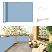 SUNNY GUARD Balkon Sichtschutz Wetterfest 90x300cm Balkonverkleidung Balkonabdeckung Balkonumspannung UV-Schutz Windschutz mit Kabelbinder,Graublau