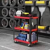 HOMCOM Werkstattwagen mit 3 Etagen, Werkzeugwagen leer, Transportwagen mit Griff