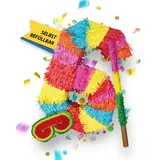 Party Factory Pinata Pinata 6 Stab und Maske Geburtstag, Dekoration, 50 x 35 x 8cm bunt