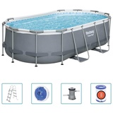 BESTWAY Power Steel Aufstellpool Oval 427x250x100 cm