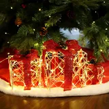 salcar 3er Set LED Geschenkbox Weihnachten mit Schleife, Deko Beleuchtete Geschenkboxen für Innen und Außen mit 8 Beleuchtungsmodi, Warmweiß