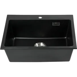 stabilo-sanitär Kingston rechts Einbauspüle granit schwarz Handbetätigung 600 x 450 mm