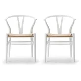 Carl Hansen - CH24 Wishbone Chair, Buche soft white / Naturgeflecht (2er-Set)