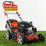 HECHT 5-IN-1 Benzin Rasenmäher – leistungsstarker 4 Takt Eco Motor 4,4 kW (6,0 PS) – Seilzug Starter – mit 53 cm Schnittbreite – 75 l Fangkorb – Radantrieb – patentierte Räder – EasyClean – Mulchmäher