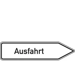 Schild I Wegweiser Ausfahrt, rechtsweisend, Aluminium RA0, reflektierend, 1400x350mm, DIN 67520