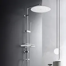 dylin gmbh Regendusche Duschset Duschsystem mit Ablage Wassersparend Chrom ohne Duscharm...