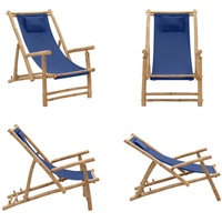 vidaXL Liegestuhl Bambus und Canvas Marineblau - Liegestuhl - Liegestühle - Strandstuhl - Gartenstuhl