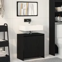 VidaXL Badschrank mit Spiegel in Schwarz und Eiche 60x33x61