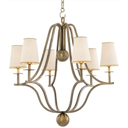 Casa Padrino Luxus Jugendstil Kronleuchter Vintage Messingfarben / Weiß / Gold 76 x 76 x H. 76 cm - Barock & Jugendstil Kronleuchter - Luxus Qualität