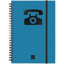 Finocam - Adressbuch (Telefonbuch) mit doppelter Spiralbindung und Gummibandverschluss | 48 Blatt | Adressbuch (Telefonbuch) A5 Einband mit doppelter Spiralbindung - Farbe Blau