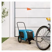 VidaXL Fahrradanhänger Hunde Blau und Schwarz Oxford-Gewebe & Eisen