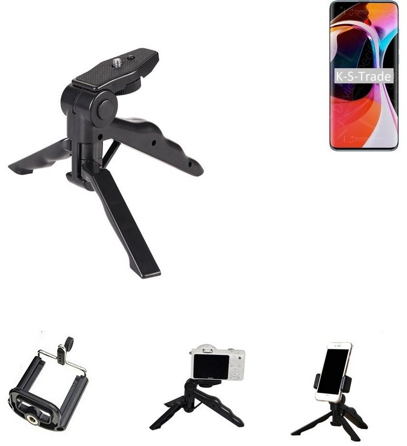 K-S-Trade für Xiaomi Mi 10 Smartphone-Halterung, (Stativ Tisch-Ständer Dreibein Handy-Stativ Ständer Mini-Stativ) schwarz