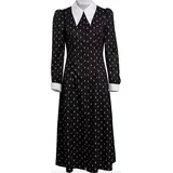 MIMIKRY Wednesday Kleid für Erwachsene Schwarz mit weißen Blumen Damen Kostüm Serie, Größe:S