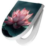 Primedeco WC-Sitz mit Absenkautomatik Motiv Lotuszauber (1-St), Absenkautomatik, Soft-Close grün