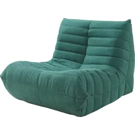 [en.casa] Bodensessel Kodsø Mikrofaser 90 x 75 x 100 cm Grün mit Hocker