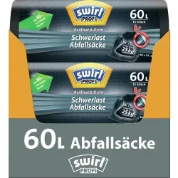 Swirl® Schwerlastsäcke PROFI, 60 Liter 4008871917645 , 1 Karton = 8 Rollen à 12 Stück