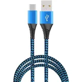 Octelect Premium Cord USB-C auf USB 2.0 Extra langes USB C Kabel 3M Nylon doppelt-geflochten USB-A zu USB-C Durable Nylon Supercharge USB C Ladekabel typ c (Blau)