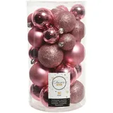 Christmas Decorations Kaemingk Weihnachtskugeln Kunststoff 4-6cm x 30 Stück Mix Christbaumkugeln Weihnachtsbaum pink rosa