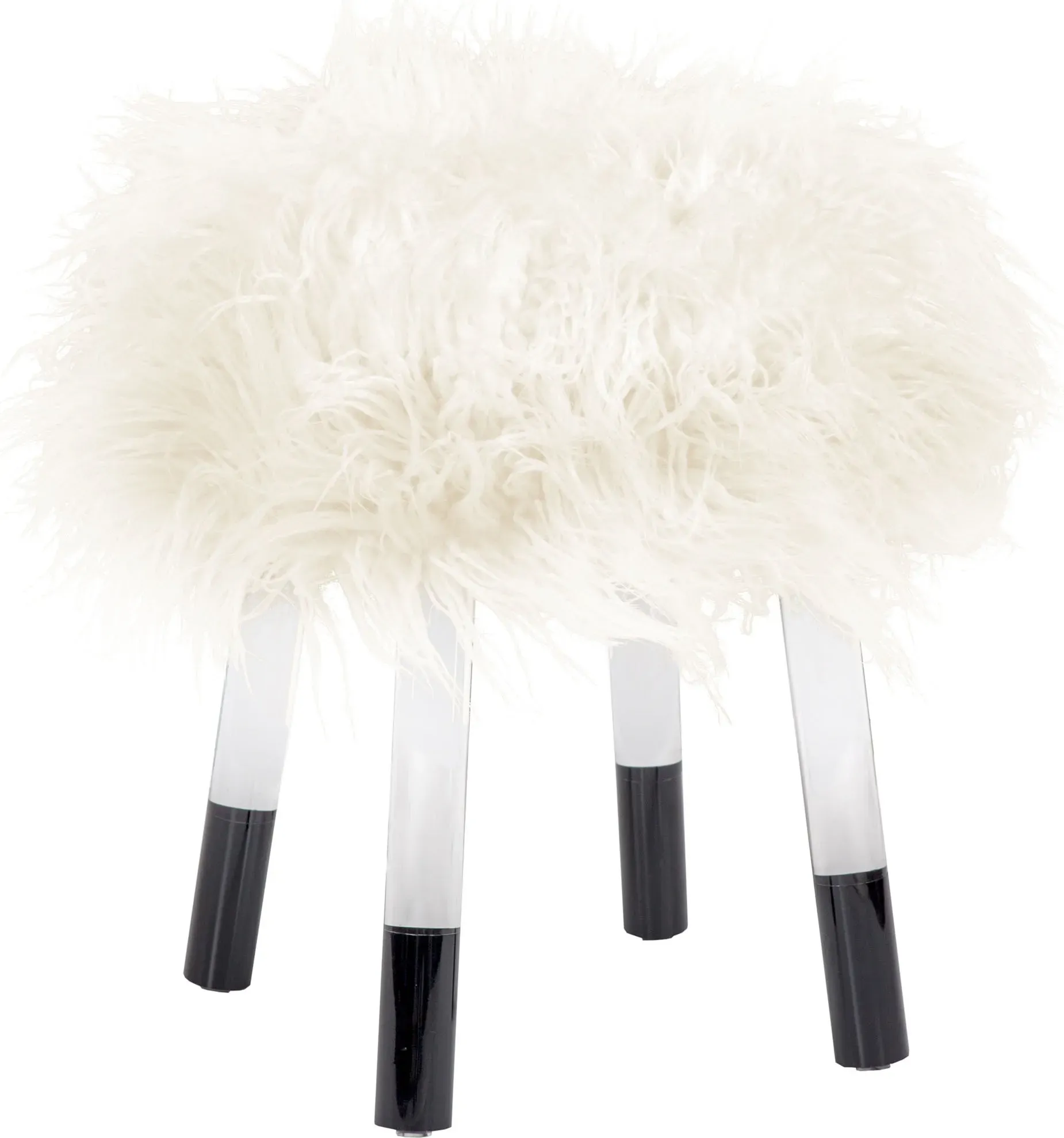 Sitzhocker KAYOOM "Fellhocker Laika 110, stilvoller Hocker mit Kunstfell, runde Form", weiß, B:41cm H:46cm T:41cm, Polyester, Acryl, Hocker, Sitzhocker, bequem, elegant, modern, runde Form, runde Form