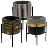 Centi 3er Set Blumentopf mit Füßen Kräutertopf Übertopf Blumentopf Schale Ø 10cm - Grau