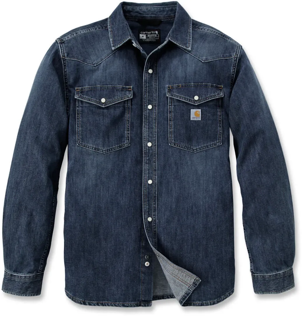 Carhartt Montana Relaxed Fit Denim Long-Sleeve Snap Front Hemd, Größe XL für Männer