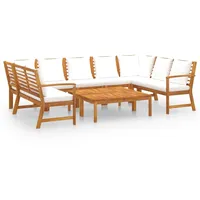 vidaXL Garten-Lounge-Set 9-tlg. natur/creme