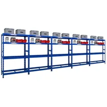 Proregal Mega Deal 5x Reifenregal Tiger 180x120x40 cm bis zu 12 Reifen auf 2 Ebenen mit 2 Fachboden Blau