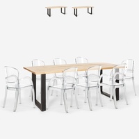 Set Esstisch Tisch 220x80cm 8 transparente Stühle Design Jaipur XXL