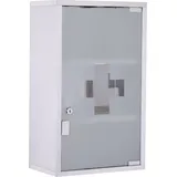 Homcom Medizinschrank Arzneischrank Aus Edelstahl, Abschließbar Medikamentenschrank Mit 3 Fächern, Glastür Apothekerschrank Zur Medikamenten-aufbewahrung, 30 X 18 X 50 Cm