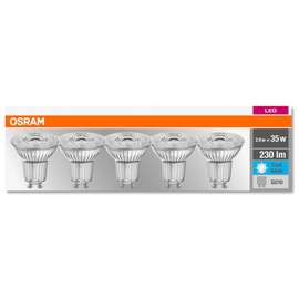 Osram LED Base PAR16, Sockel: GU10 Nicht Dimmbar, Kaltweiß, Ersetzt eine herkömmliche 35 Watt Lampe, 36 5er Pack